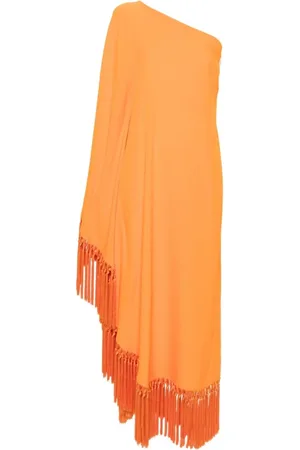 ‎Taller Marmo‎ Kleedjes, Dames, Oranje, S, Oranje One-Shoulder Franje Jurk