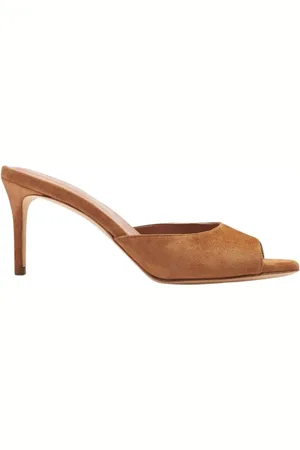 Scarosso Schoenen, Dames, Bruin, 37 EU, Suède, Elegante Tan Suède Muiltjes met Hak