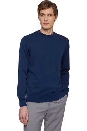 Brooks Brothers Truien, Heren, Blauw, S, Katoen, Blauwe katoenen trui