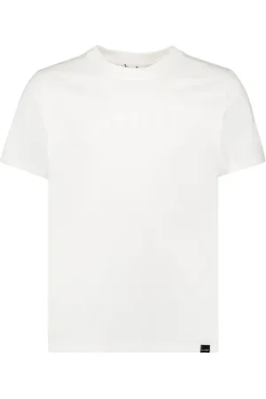 Courrèges Tops, Heren, Wit, XS, Katoen, Gedrukt Logo Ronde Hals T-shirt