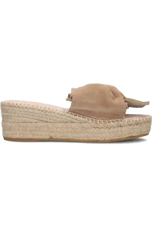 MANEBI Schoenen, Dames, , 40 EU, Suède, Taupe Suede Espadrille Slipper