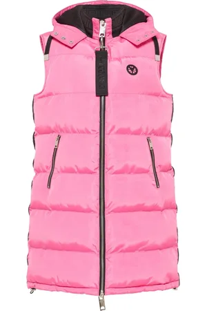 Carlo Colucci Jassen, Dames, Roze, M, Gewatteerde Lange Vest met Capuchon