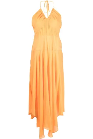 DKNY Kleedjes, Dames, Oranje, L, Nylon, Midi Kleedjes