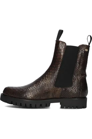 Fred de la Bretoniere Schoenen, Dames, Bruin, 38 EU, Leer, Groene Croc Chelsea Boots Minou