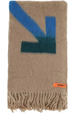 OFF-WHITE Accessoires, unisex, Veelkleurig, ONE Size, Wol, Contrasterende Jacquard Mohair Wollen Deken