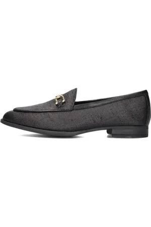 Unisa Schoenen, Dames, Zwart, 39 EU, Leer, Zwarte Loafer Dalcy met Gouden Detail