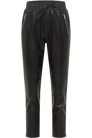 Carlo Colucci Broeken, Dames, Zwart, XL, Stijlvolle Lederen Broek