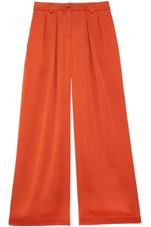 Inès de la Fressange Broeken, Dames, Oranje, XS, Leer, Luciano verbrand oranje broek