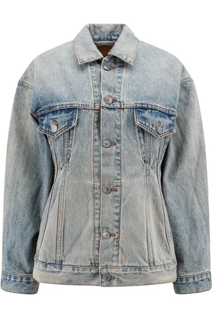 Balenciaga Jassen, Dames, Blauw, 2Xs, Katoen, Blauwe Katoenen Denim Jack Mantels