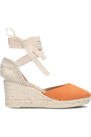 MANEBI Schoenen, Dames, Oranje, 39 EU, Suède, Dames Espadrilles met Enkelband