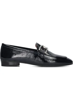 Unisa Schoenen, Dames, Zwart, 40 EU, Leer, Zwarte Leren Loafers met Zilveren Detail