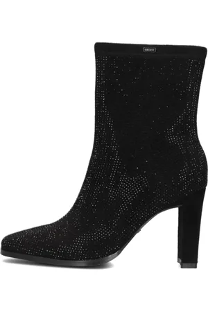 Mexx Schoenen, Dames, Zwart, 39 EU, Suède, Zwarte Suède Enkellaarsjes Mandy