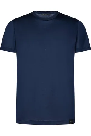 LOW BRAND Tops, Heren, Blauw, L, Katoen, Blauw Katoenen T-shirt met Logo
