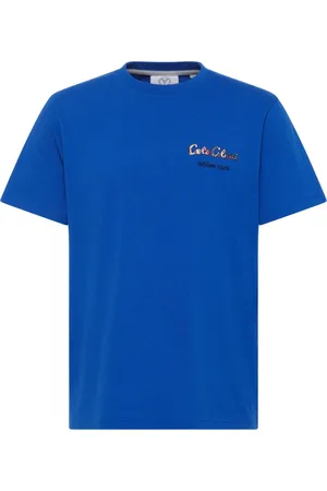 Carlo Colucci Tops, Heren, Blauw, L, Kreeft Twist T-Shirt