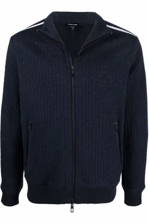 Giorgio Armani Sweatshirts & Hoodies, Heren, Blauw, M, Katoen, Elegant Blauw Jack