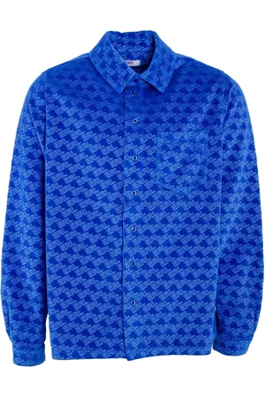 ERL Overhemden, Heren, Blauw, XL, Corduroy Embossed Overshirt