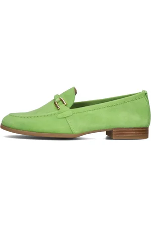 Unisa Schoenen, Dames, Groen, 38 EU, Suède, Groene Suède Loafers met Horsebit Detail