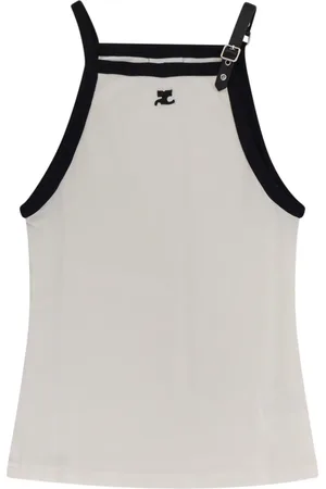 Courrèges Tops, Dames, Wit, M, Katoen, Mouwloze Top
