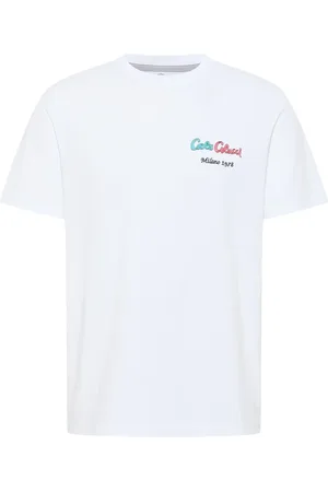 Carlo Colucci Tops, Heren, Wit, S, Pizza Bakker T-Shirt