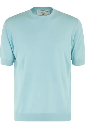 FILIPPO DE LAURENTIIS Tops, Heren, Blauw, XL, Katoen, Delave Crepe Kraag Shirt