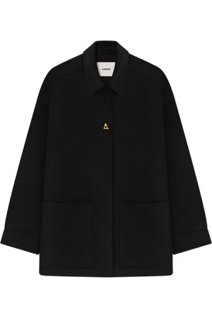 AERON Jassen, Dames, Zwart, S, Wol, Dubbelzijdige Wollen Jas met A-Motief
