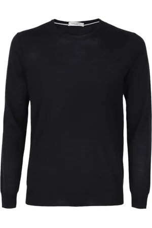 Paolo Pecora Truien, Heren, Blauw, S, Wol, Ronde hals trui