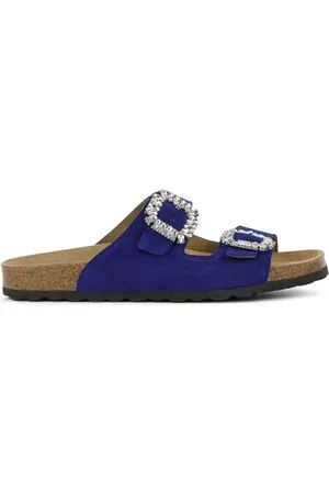Lina Locchi Schoenen, Dames, Blauw, 36 EU, Suède, Kobalt Suède Slippers voor Vrouwen