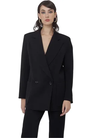Silvian Heach Jassen, Dames, Zwart, M, Polyester, Oversized Double-Breasted Blazer