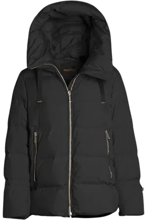 MOORER Jassen, Dames, Zwart, 2Xs, Waterdichte Peacoat met Zijdeachtige Look