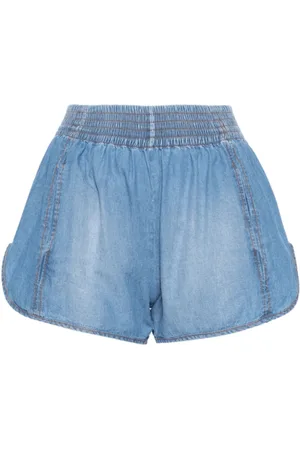 ERMANNO SCERVINO Korte broeken, Dames, Blauw, S, Katoen, Lichtblauwe Chambray Mini Shorts