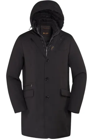 MOORER Jassen, Heren, Zwart, 5Xl, Waterdichte reisjas met afneembare mouwen en capuchon