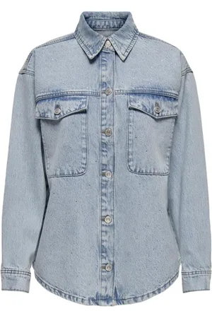 ONLY Jassen, Dames, Blauw, S, Denim, Lichtblauwe Denim Jack met Strass