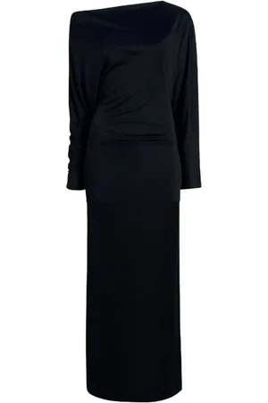Khaite Kleedjes, Dames, Zwart, S, Zwarte Off-Shoulder Maxi Jurk