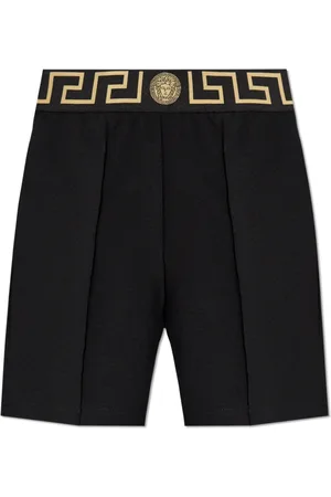 VERSACE Korte broeken, Dames, Zwart, S, Nylon, Shorts met logo