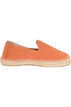 MANEBI Schoenen, Dames, Oranje, 42 EU, Suède, Suède Espadrilles met 2cm zool