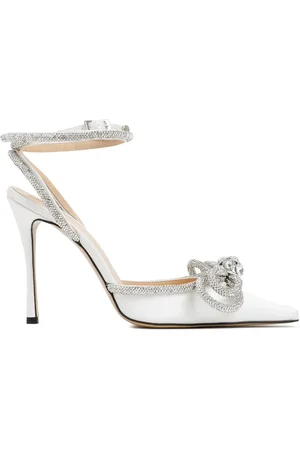 Mach & Mach Schoenen, Dames, Wit, 40 EU, Witte Zijden Dubbele Strik Hoge Hakken