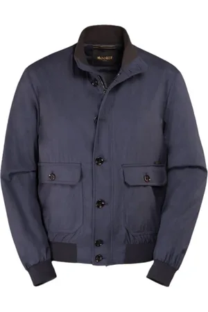 MOORER Jassen, Heren, Blauw, XL, Wol, Lichtgewicht Wol Zijde Bomberjack
