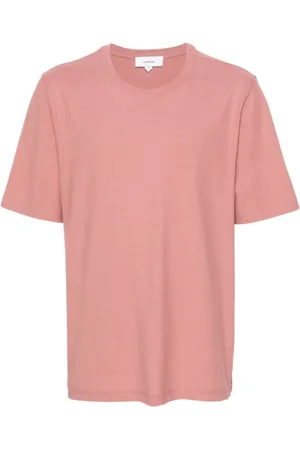 LARDINI Tops, Heren, Roze, M, Katoen, Roze katoenen T-shirt Lichtgewicht Jersey