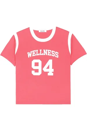 Sporty & Rich Tops, Dames, Roze, XS, Katoen, Katoenen sportshirt met witte details