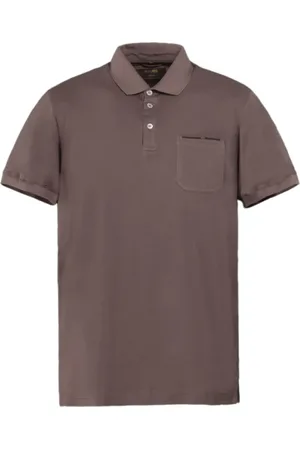 MOORER Tops, Heren, Bruin, 3Xl, Katoen, Micropiqué Polo Shirt, Fris en Lichtgewicht
