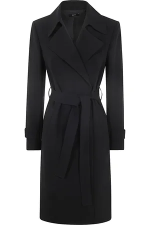 THEORY Mantels, Dames, Zwart, L, Polyester, Zwarte Tranch Candy Leren Jas