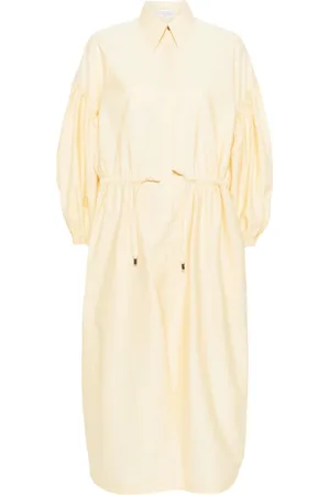 Brunello Cucinelli Kleedjes, Dames, Geel, M, Pastelgele Ballonmouw Maxi Jurk