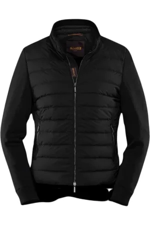 MOORER Jassen, Heren, Zwart, L, Katoen, Gewatteerde blouson met sportieve gebreide stof