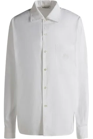Bally Blouses & Shirts, Dames, Wit, S, Katoen, Geborduurd Logo Katoenen Overhemd