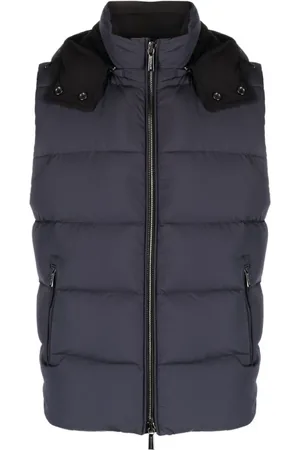 MOORER Jassen, Heren, Blauw, M, Gewatteerd hooggesloten vest