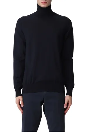 Paolo Pecora Truien, Heren, Blauw, L, Wol, Hoge Hals Trui