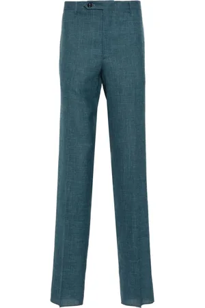 ROTA Broeken, Heren, Blauw, M, Wol, Luxe Wol Zijde Linnen Broek