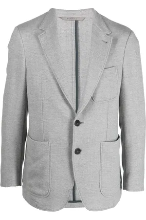 CANALI Jassen, Heren, Grijs, L, Wol, Wollen Jas met Polyester Voering