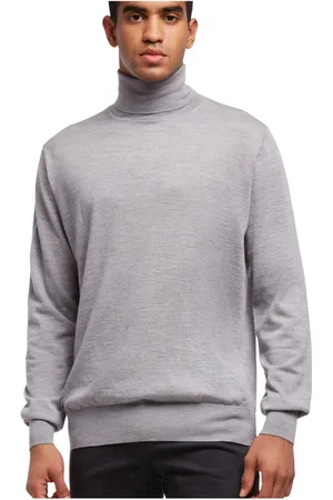 Brooks Brothers Truien, Heren, Grijs, L, Wol, Merino wollen coltrui