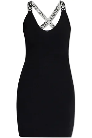 OFF-WHITE Kleedjes, Dames, Zwart, XS, Polyester, Jurk met Logo